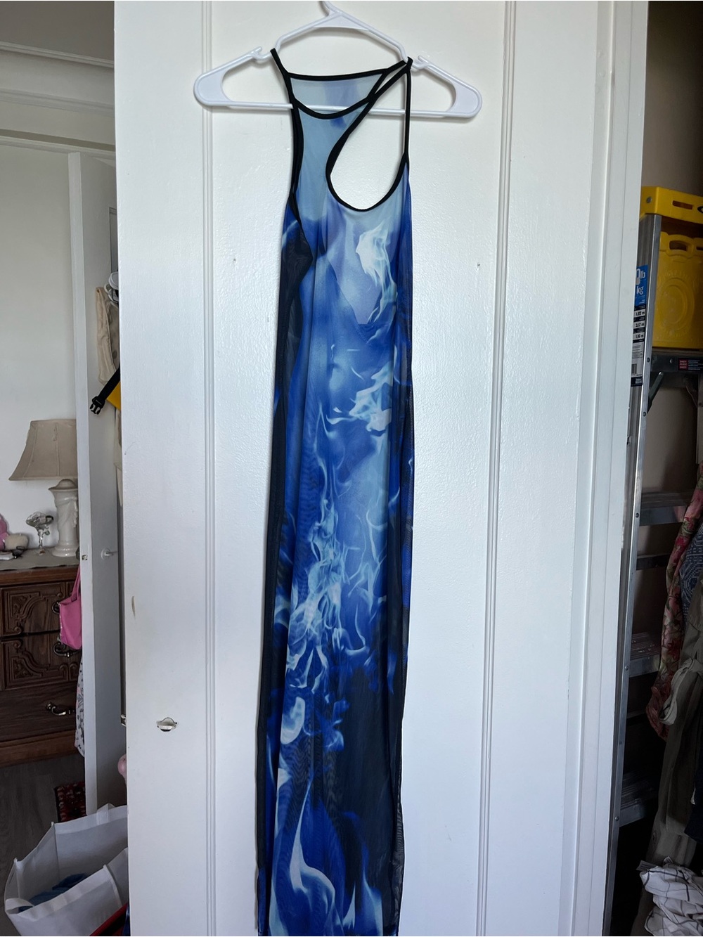 Blue Smoke-Print Maxi Dress - Unbranded